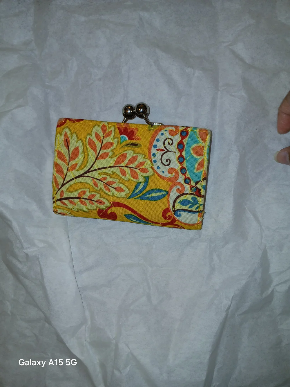 Vera Bradley Yellow Floral Kiss-Lock Card Wallet